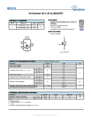 ME2318 Datasheet PDF VBsemi Electronics Co.,Ltd