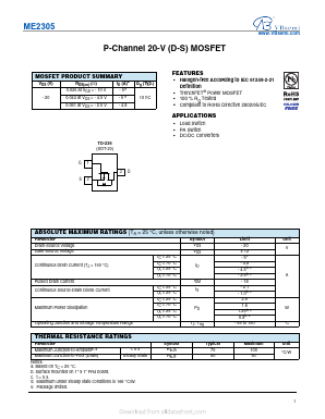 ME2305 Datasheet PDF VBsemi Electronics Co.,Ltd