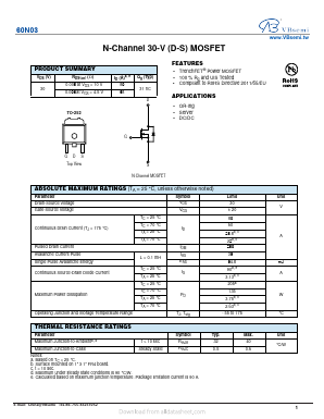 60N03 Datasheet PDF VBsemi Electronics Co.,Ltd