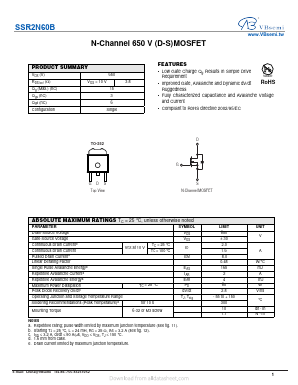 SSR2N60B Datasheet PDF VBsemi Electronics Co.,Ltd