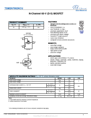 TSM2N7002KCU Datasheet PDF VBsemi Electronics Co.,Ltd