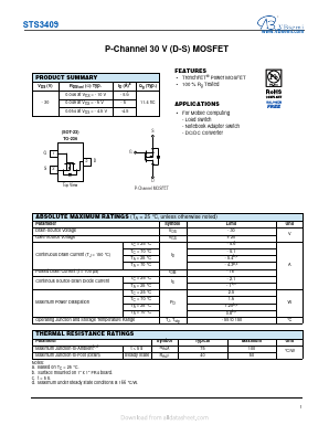 STS3409 Datasheet PDF VBsemi Electronics Co.,Ltd