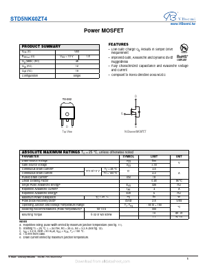 STD5NK60ZT4 Datasheet PDF VBsemi Electronics Co.,Ltd