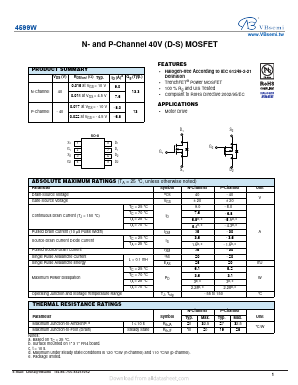 4599W Datasheet PDF VBsemi Electronics Co.,Ltd