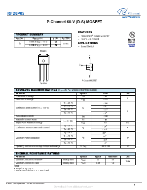 RFD8P05 Datasheet PDF VBsemi Electronics Co.,Ltd