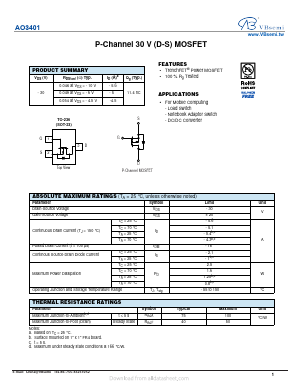 AO3401 Datasheet PDF VBsemi Electronics Co.,Ltd