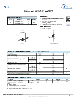 AO3404 Datasheet PDF VBsemi Electronics Co.,Ltd