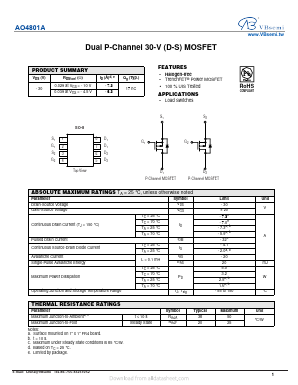 AO4801A Datasheet PDF VBsemi Electronics Co.,Ltd