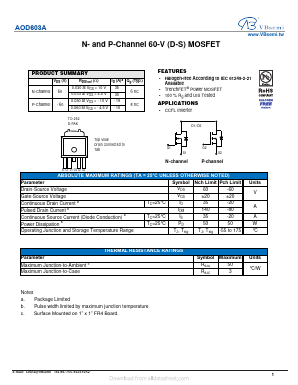 AOD603A Datasheet PDF VBsemi Electronics Co.,Ltd