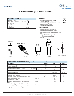 AOTF7N65 Datasheet PDF VBsemi Electronics Co.,Ltd