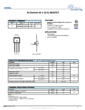 30N06L. Datasheet PDF VBsemi Electronics Co.,Ltd