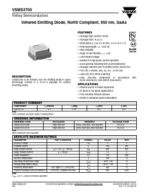 VSMS3700-GS18 Datasheet PDF Vishay Siliconix