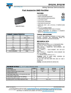 BYG21M-M3/TR Datasheet PDF Vishay Semiconductors