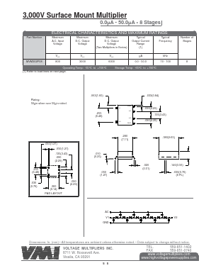 MVM302P08 Datasheet PDF Voltage Multipliers Inc