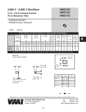 1N6515U Datasheet PDF Voltage Multipliers Inc