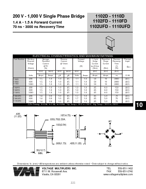 1110UFD Datasheet PDF Voltage Multipliers Inc
