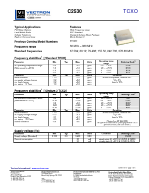 C2530 Datasheet PDF Vectron International