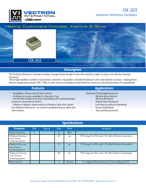 OX-2031-DEE-1081-10M0000000 Datasheet PDF Vectron International