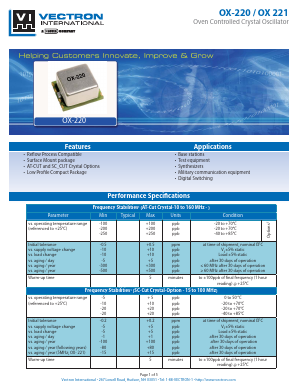 OX-2215-DEE-1082 Datasheet PDF Vectron International