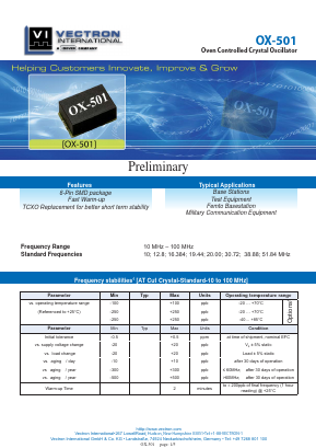 OX-5010-BAP-2572-10 Datasheet PDF Vectron International