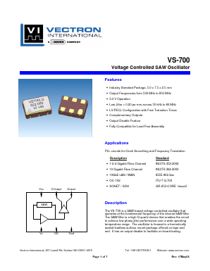 VS-700-LFF-HNN748.0709 Datasheet PDF Vectron International