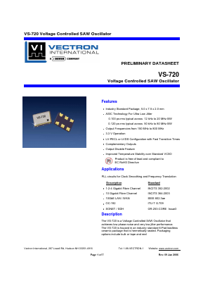 VS-720-LPF-GAD-156.2500 Datasheet PDF Vectron International