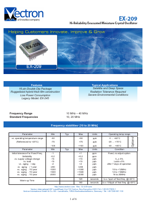 EX-209 Datasheet PDF Vectron International