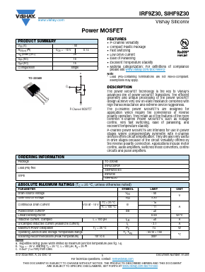 SIHF9Z30 Datasheet PDF Vishay