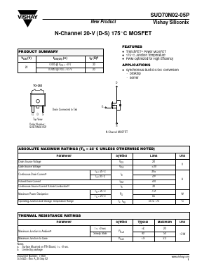 SUD70N02-05P Datasheet PDF Vishay Semiconductors