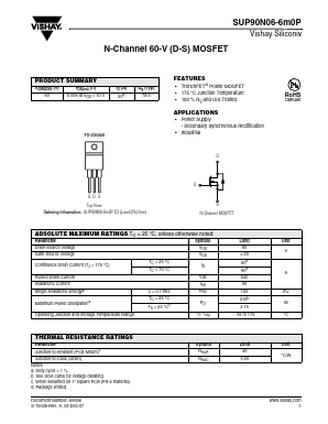 SUP90N06-6M0P Datasheet PDF Vishay Semiconductors