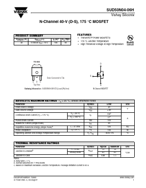 SUD50N04-06H Datasheet PDF Vishay Semiconductors
