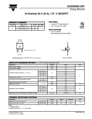 SUD50N04-25P-E3 Datasheet PDF Vishay Semiconductors