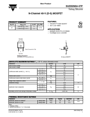 SUD50N04-37P Datasheet PDF Vishay Semiconductors
