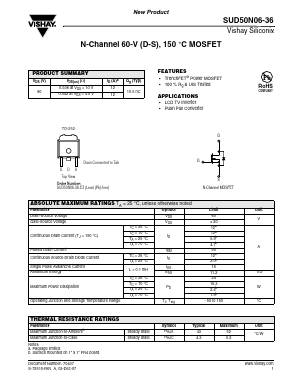SUD50N06-36 Datasheet PDF Vishay Semiconductors