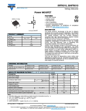 IRFR010TRRPBF Datasheet PDF Vishay Semiconductors