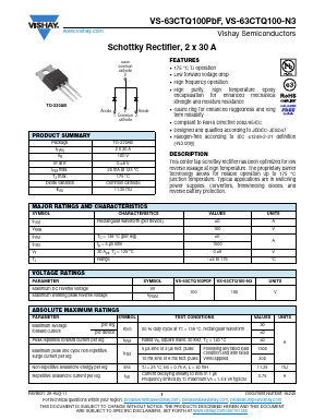 VS-63CTQ100PBF Datasheet PDF Vishay Semiconductors