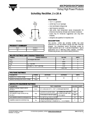 40CPQ060 Datasheet PDF Vishay Semiconductors