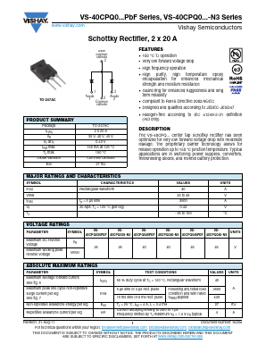 40CPQ040PBF Datasheet PDF Vishay Semiconductors