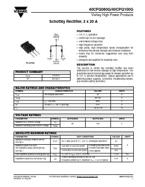 40CPQ080G Datasheet PDF Vishay Semiconductors