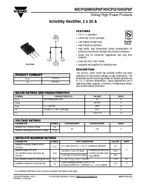 40CPQ080GPBF Datasheet PDF Vishay Semiconductors