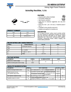 MBRA120TRPBF Datasheet PDF Vishay Semiconductors