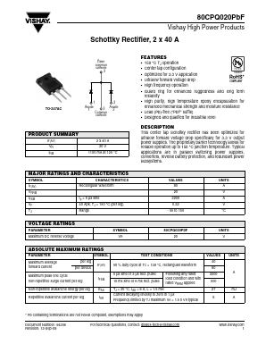 80CPQ020PBF Datasheet PDF Vishay Semiconductors