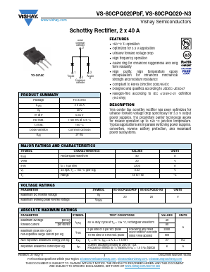 80CPQ020PBF Datasheet PDF Vishay Semiconductors