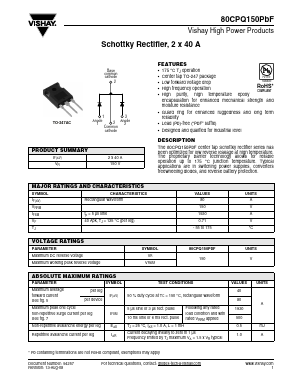 80CPQ150PBF Datasheet PDF Vishay Semiconductors