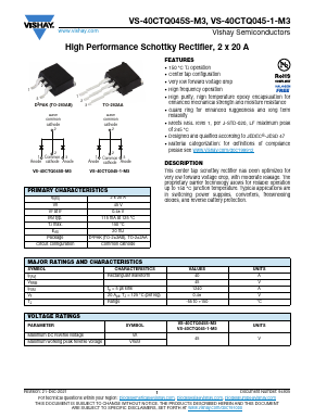 40CTQ045S-M3 Datasheet PDF Vishay Semiconductors