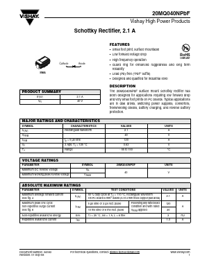 20MQ040NTRPBF Datasheet PDF Vishay Semiconductors