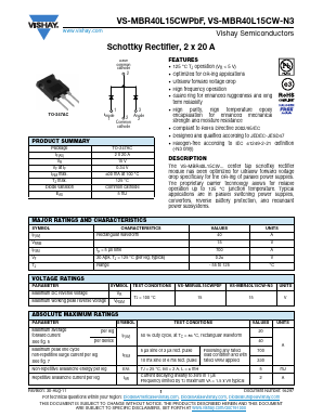 VS-MBR40L15CWPBF Datasheet PDF Vishay Semiconductors