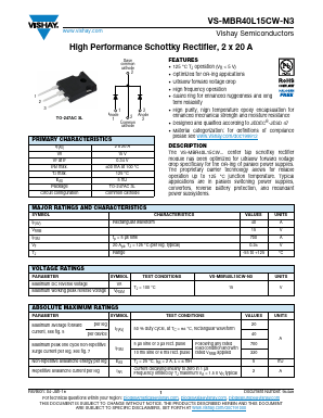 VS-MBR40L15CW-N3 Datasheet PDF Vishay Semiconductors