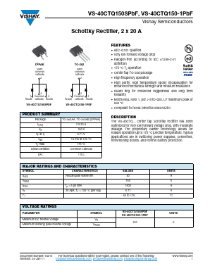 40CTQ150SPBF Datasheet PDF Vishay Semiconductors