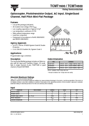 TCMT1600 Datasheet PDF Vishay Semiconductors